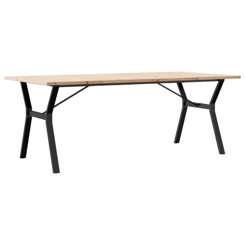 Tavolo Pranzo Telaio a Y 200x100x75,5 cm Legno Pino e Acciaio