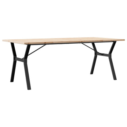 Tavolo Pranzo Telaio a Y 200x100x75,5 cm Legno Pino e Acciaio