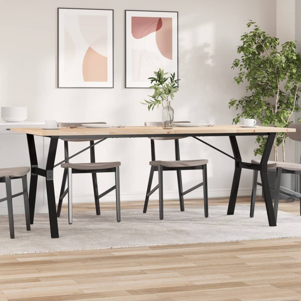 Tavolo Pranzo Telaio a Y 200x100x75,5 cm Legno Pino e Acciaio