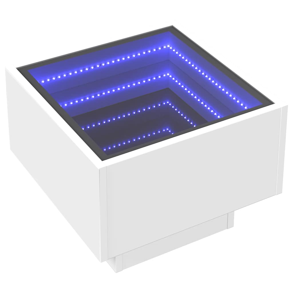 Tavolino con LED Bianco 40x40x30 cm in Legno Multistrato