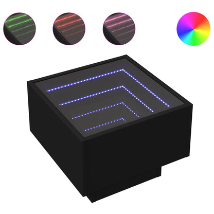 Tavolino con LED Nero 40x40x30 cm in Legno Multistrato