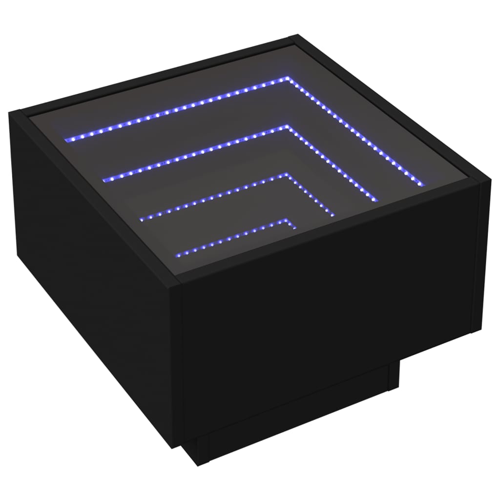 Tavolino con LED Nero 40x40x30 cm in Legno Multistrato
