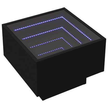Tavolino con LED Nero 40x40x30 cm in Legno Multistrato