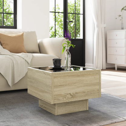 Tavolino con LED Rovere Sonoma 40x40x30 cm in Legno Multistrato