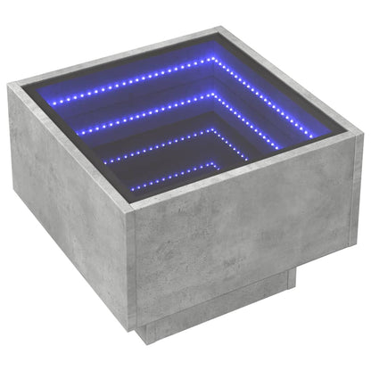 Tavolino con LED Grigio Cemento 40x40x30cm in Legno Multistrato
