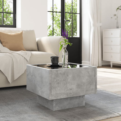 Tavolino con LED Grigio Cemento 40x40x30cm in Legno Multistrato