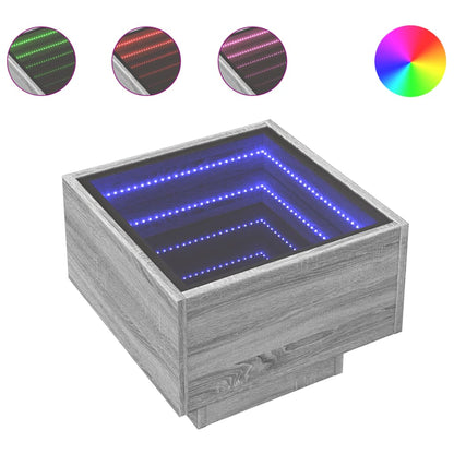 Tavolino con LED Grigio Sonoma 40x40x30 cm in Legno Multistrato