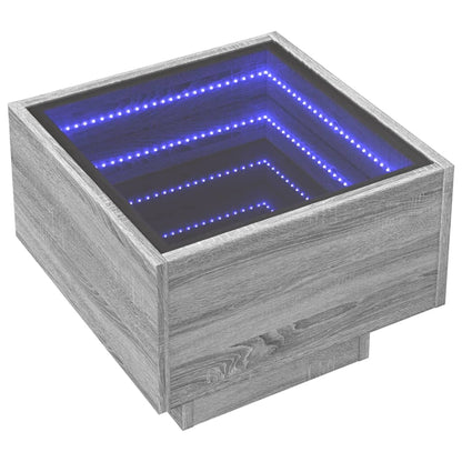 Tavolino con LED Grigio Sonoma 40x40x30 cm in Legno Multistrato