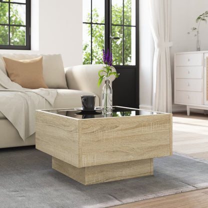Tavolino Salotto con LED Rovere Sonoma 50x50x30 cm Multistrato