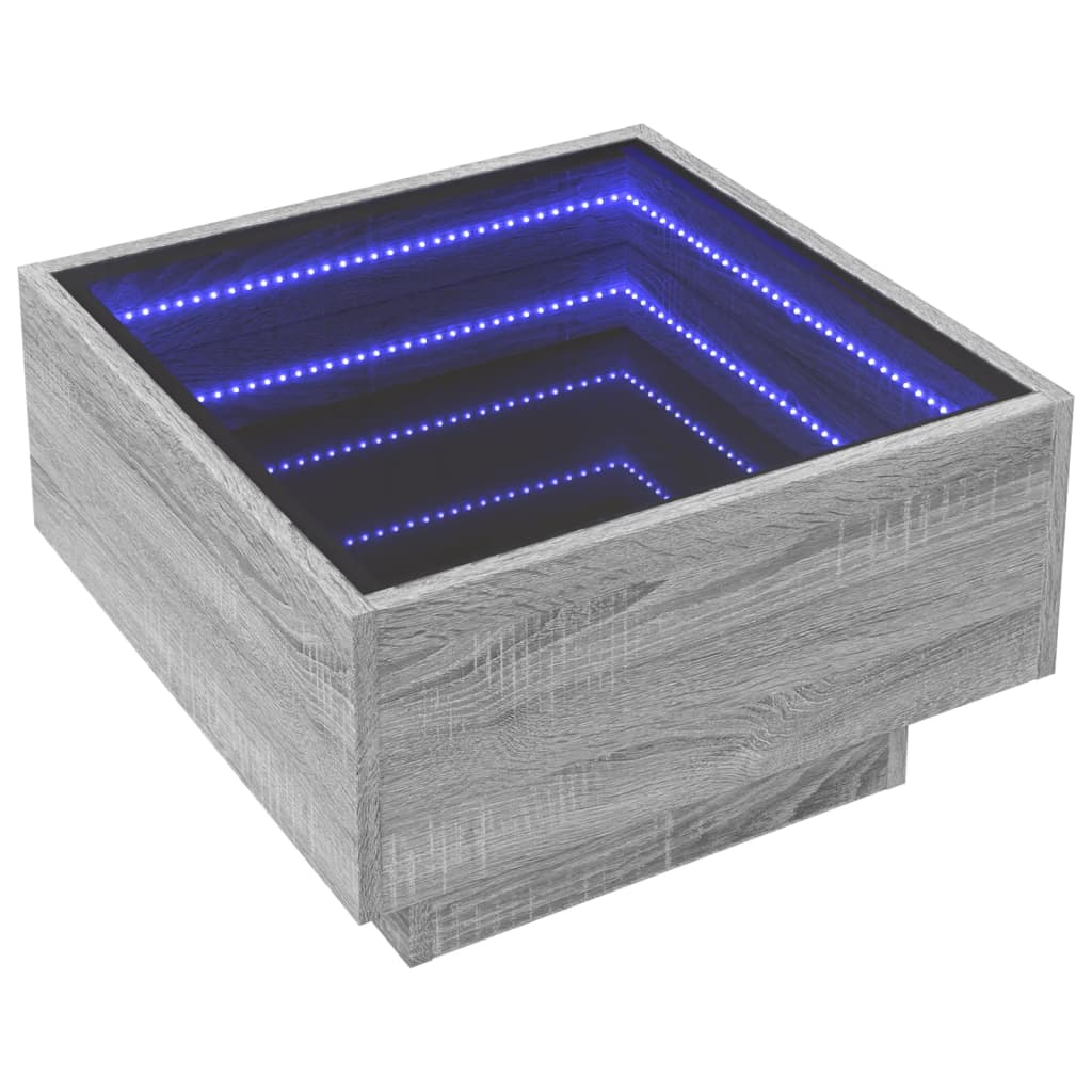 Tavolino Salotto con LED Grigio Sonoma 50x50x30 cm Multistrato