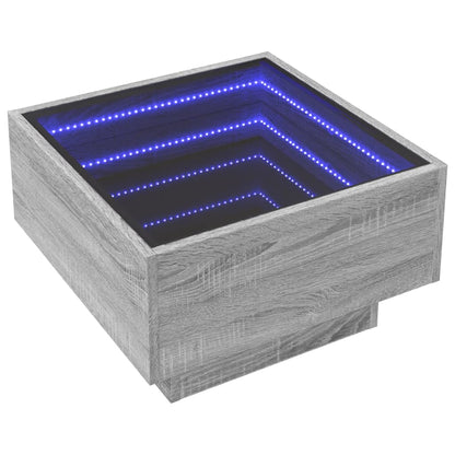 Tavolino Salotto con LED Grigio Sonoma 50x50x30 cm Multistrato