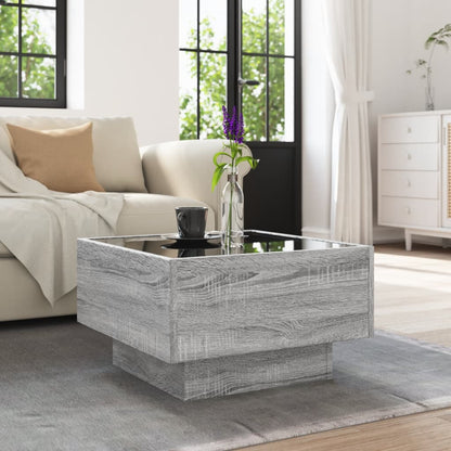 Tavolino Salotto con LED Grigio Sonoma 50x50x30 cm Multistrato
