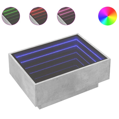 Tavolino Salotto con LED Grigio Cemento 70x50x30 cm Multistrato