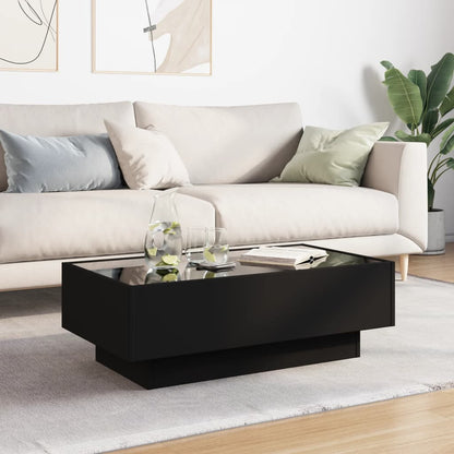 Tavolino Salotto con LED Nero 90x50x30 cm Legno Multistrato