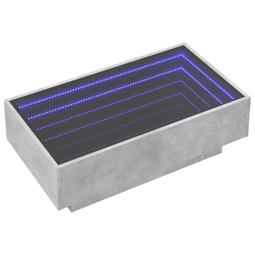 Tavolino Salotto con LED Grigio Cemento 90x50x30 cm Multistrato