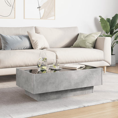 Tavolino Salotto con LED Grigio Cemento 90x50x30 cm Multistrato