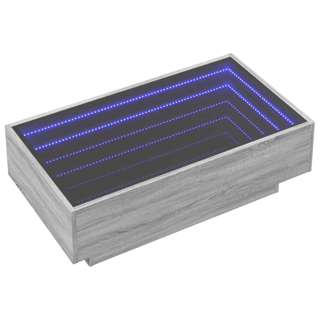 Tavolino Salotto con LED Grigio Sonoma 90x50x30 cm Multistrato