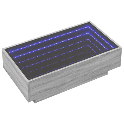 Tavolino Salotto con LED Grigio Sonoma 90x50x30 cm Multistrato