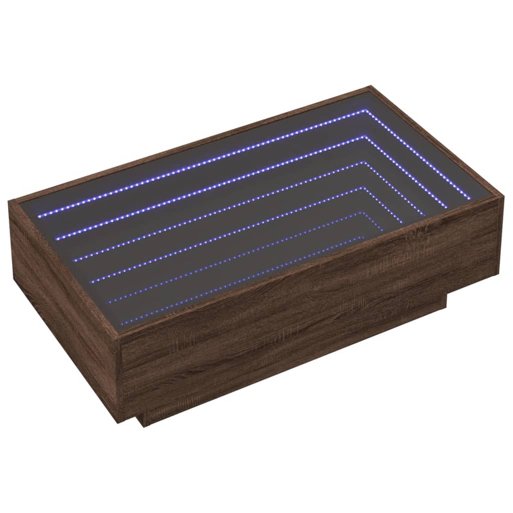 Tavolino Salotto con LED Rovere Marrone 90x50x30 cm Multistrato