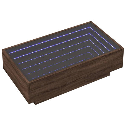 Tavolino Salotto con LED Rovere Marrone 90x50x30 cm Multistrato