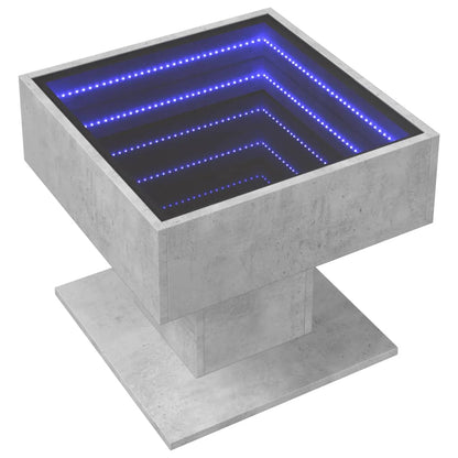 Tavolino Salotto con LED Grigio Cemento 50x50x45 cm Multistrato