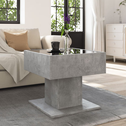 Tavolino Salotto con LED Grigio Cemento 50x50x45 cm Multistrato
