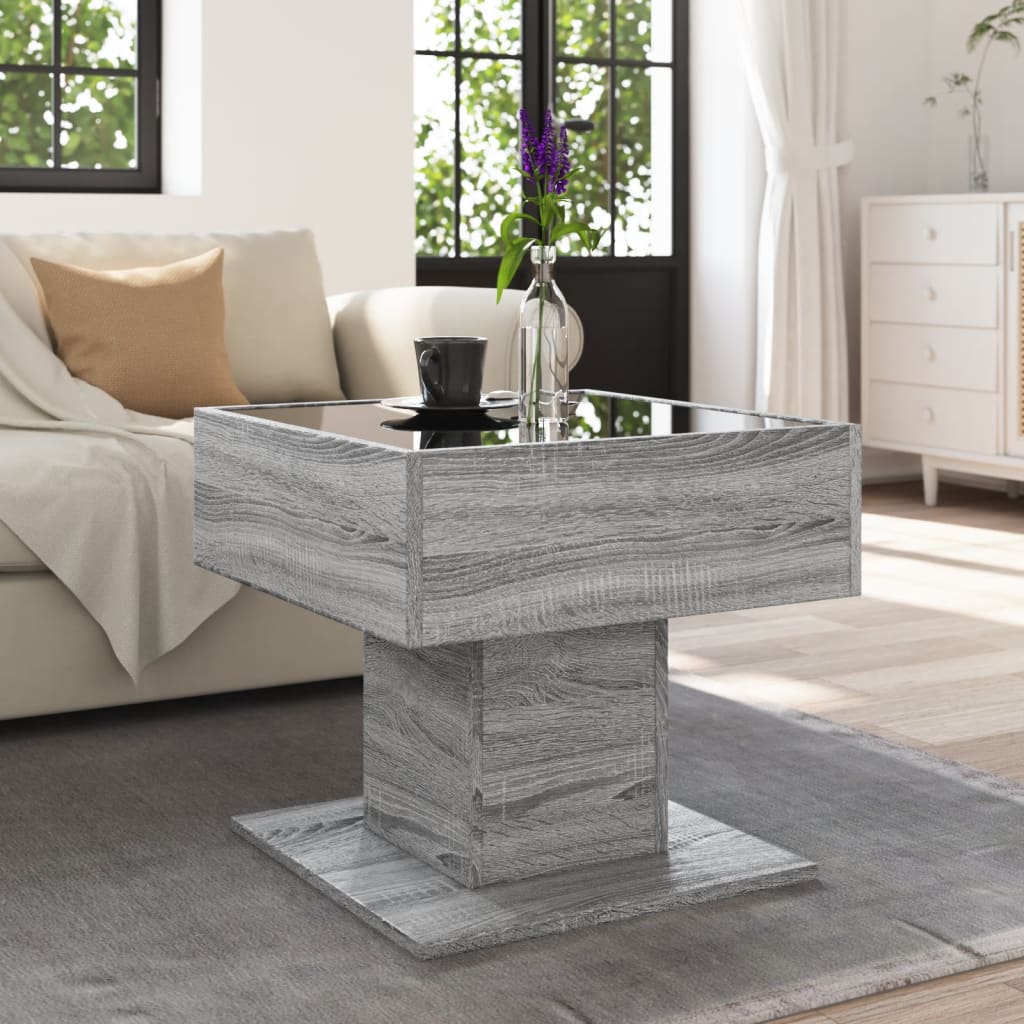 Tavolino Salotto con LED Grigio Sonoma 50x50x45 cm Multistrato