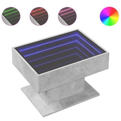 Tavolino Salotto con LED Grigio Cemento 70x50x45 cm Multistrato