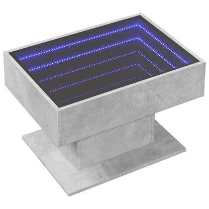 Tavolino Salotto con LED Grigio Cemento 70x50x45 cm Multistrato