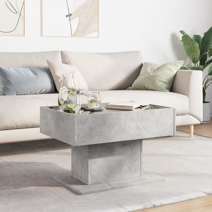Tavolino Salotto con LED Grigio Cemento 70x50x45 cm Multistrato