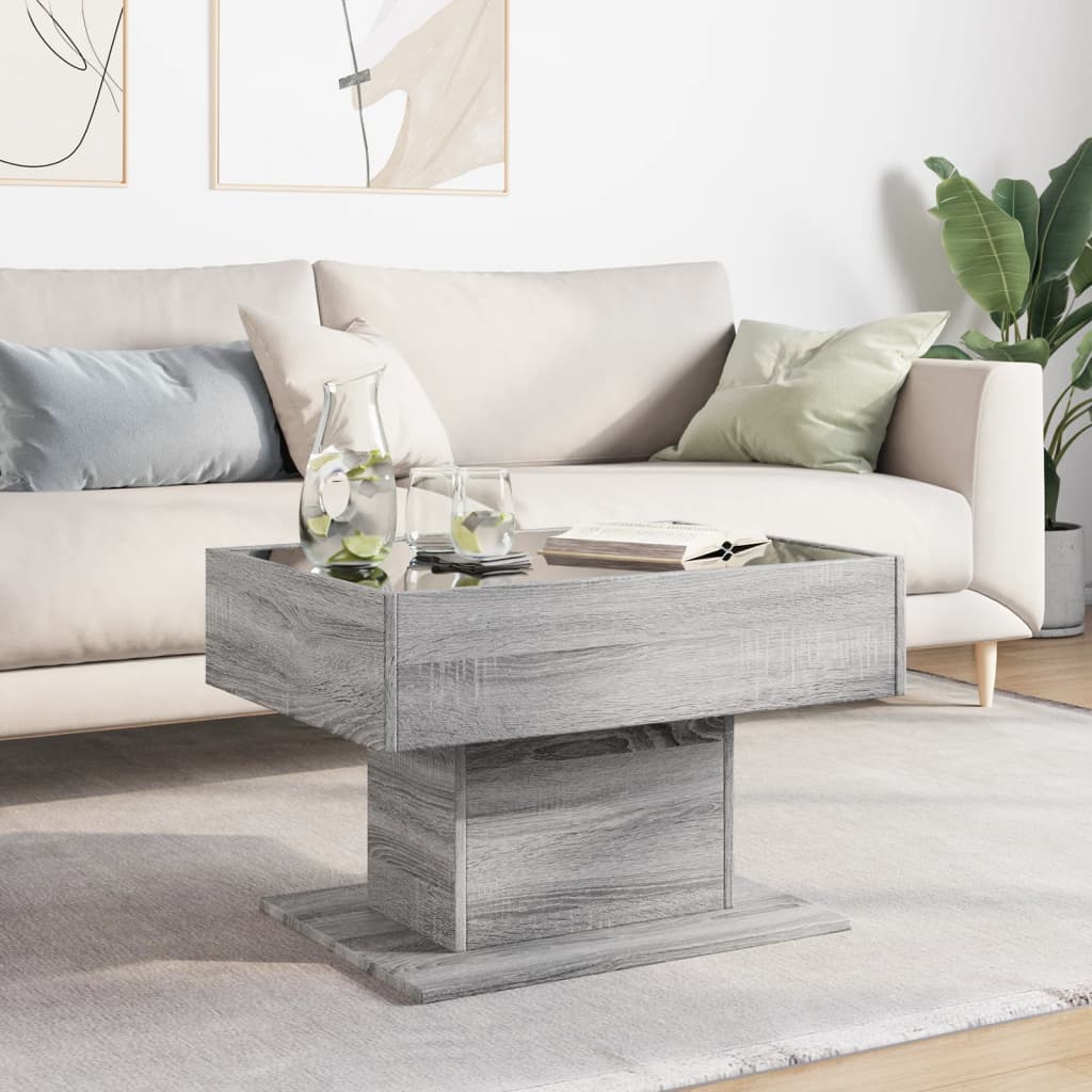 Tavolino Salotto con LED Grigio Sonoma 70x50x45 cm Multistrato