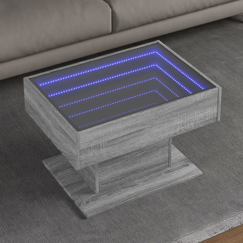 Tavolino Salotto con LED Grigio Sonoma 70x50x45 cm Multistrato