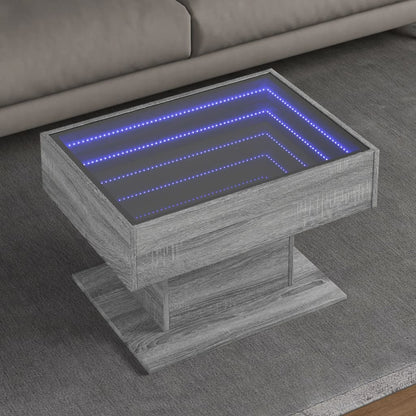Tavolino Salotto con LED Grigio Sonoma 70x50x45 cm Multistrato