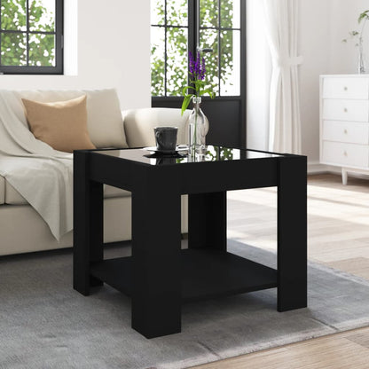 Tavolino Salotto con LED Nero 53x53x45 cm Legno Multistrato
