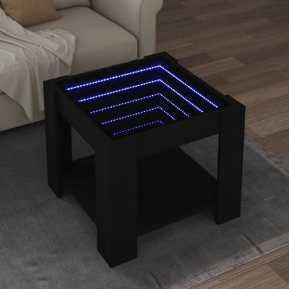 Tavolino Salotto con LED Nero 53x53x45 cm Legno Multistrato