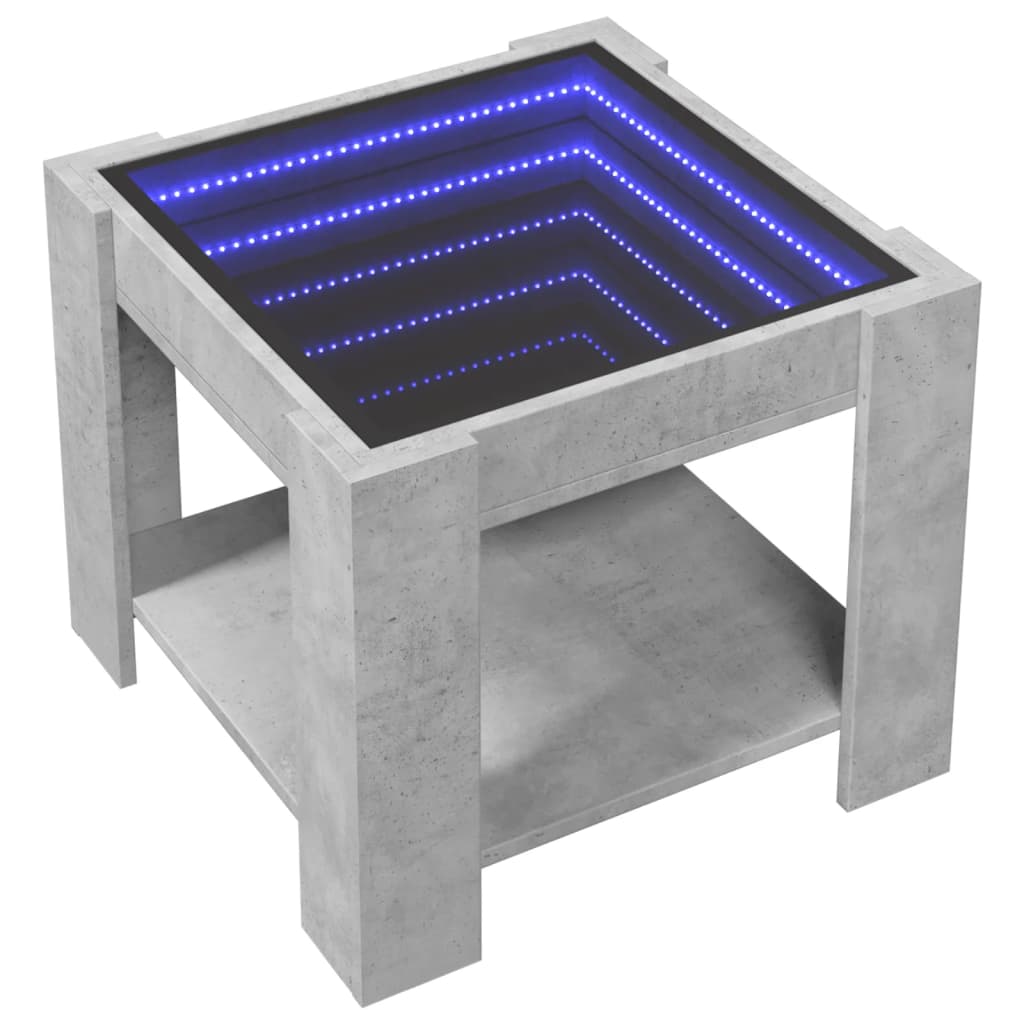 Tavolino Salotto con LED Grigio Cemento 53x53x45 cm Multistrato