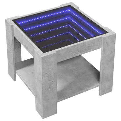 Tavolino Salotto con LED Grigio Cemento 53x53x45 cm Multistrato