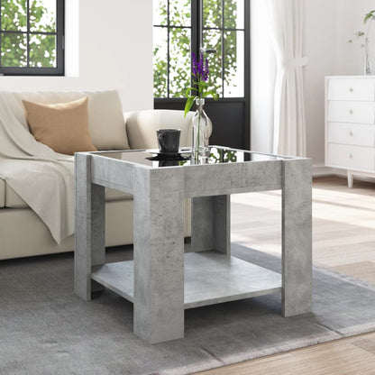 Tavolino Salotto con LED Grigio Cemento 53x53x45 cm Multistrato