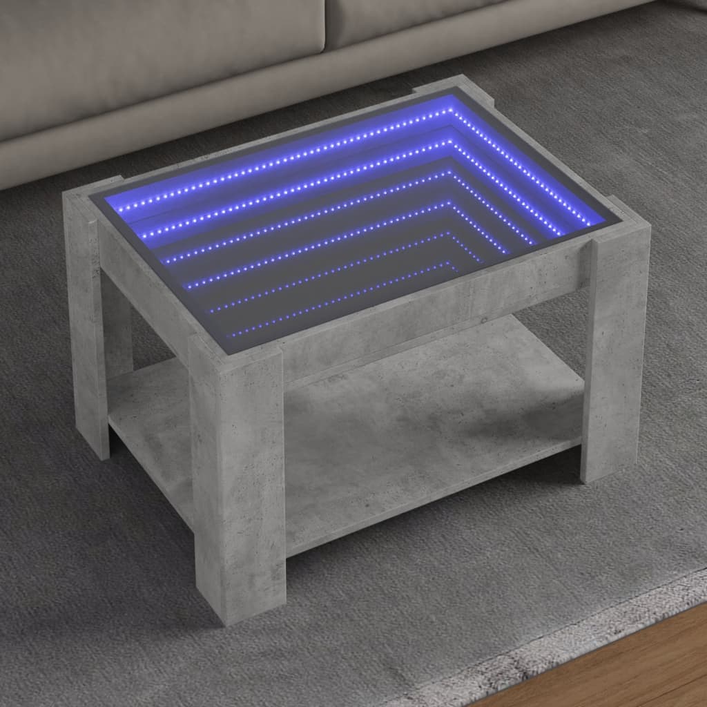 Tavolino Salotto con LED Grigio Cemento 73x53x45 cm Multistrato