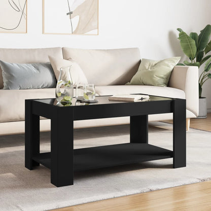 Tavolino Salotto con LED Nero 93x53x45 cm Legno Multistrato