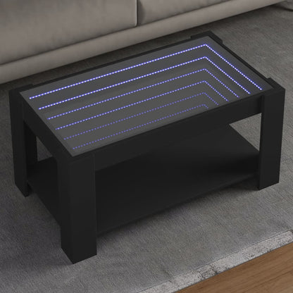 Tavolino Salotto con LED Nero 93x53x45 cm Legno Multistrato