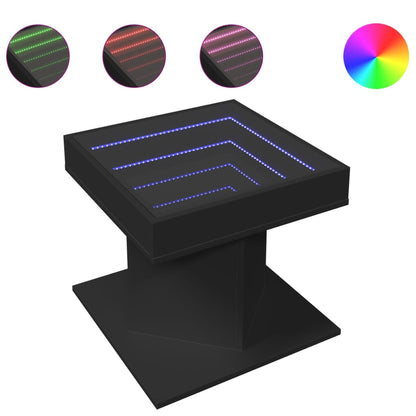 Tavolino Salotto con LED Nero 50x50x45 cm Legno Multistrato