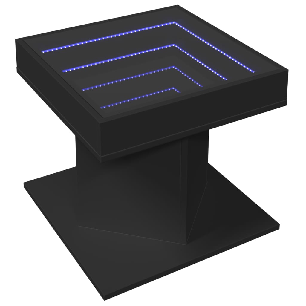 Tavolino Salotto con LED Nero 50x50x45 cm Legno Multistrato