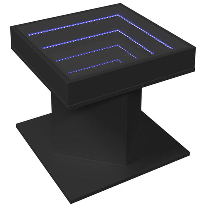 Tavolino Salotto con LED Nero 50x50x45 cm Legno Multistrato