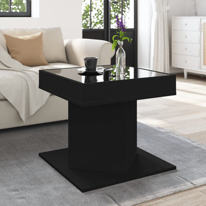 Tavolino Salotto con LED Nero 50x50x45 cm Legno Multistrato