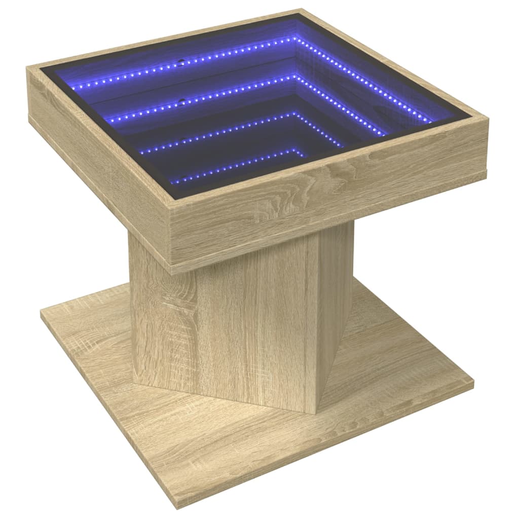 Tavolino Salotto con LED Rovere Sonoma 50x50x45 cm Multistrato