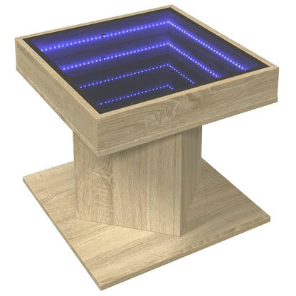 Tavolino Salotto con LED Rovere Sonoma 50x50x45 cm Multistrato