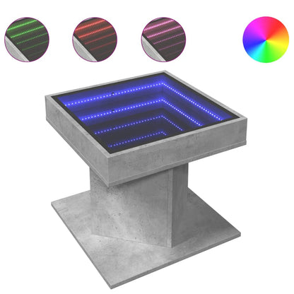Tavolino Salotto con LED Grigio Cemento 50x50x45 cm Multistrato