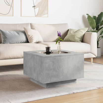 Tavolino Salotto con LED Grigio Cemento 60x60x40 cm Multistrato