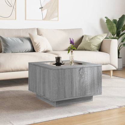 Tavolino Salotto con LED Grigio Sonoma 60x60x40 cm Multistrato